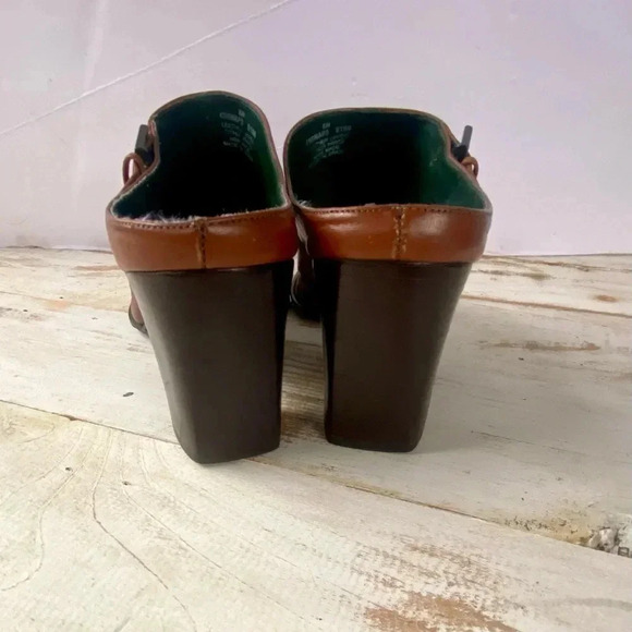 NATURALIZER brown leather block heels sz 8N vintage granny shoes indie hip EUC - Picture 7 of 13